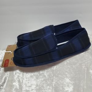 Dearfoams Blue Plaid Loafer Slippers